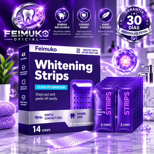 Tiras Blanqueadoras Feimuku® — Sonrisa más blanca en 30 min